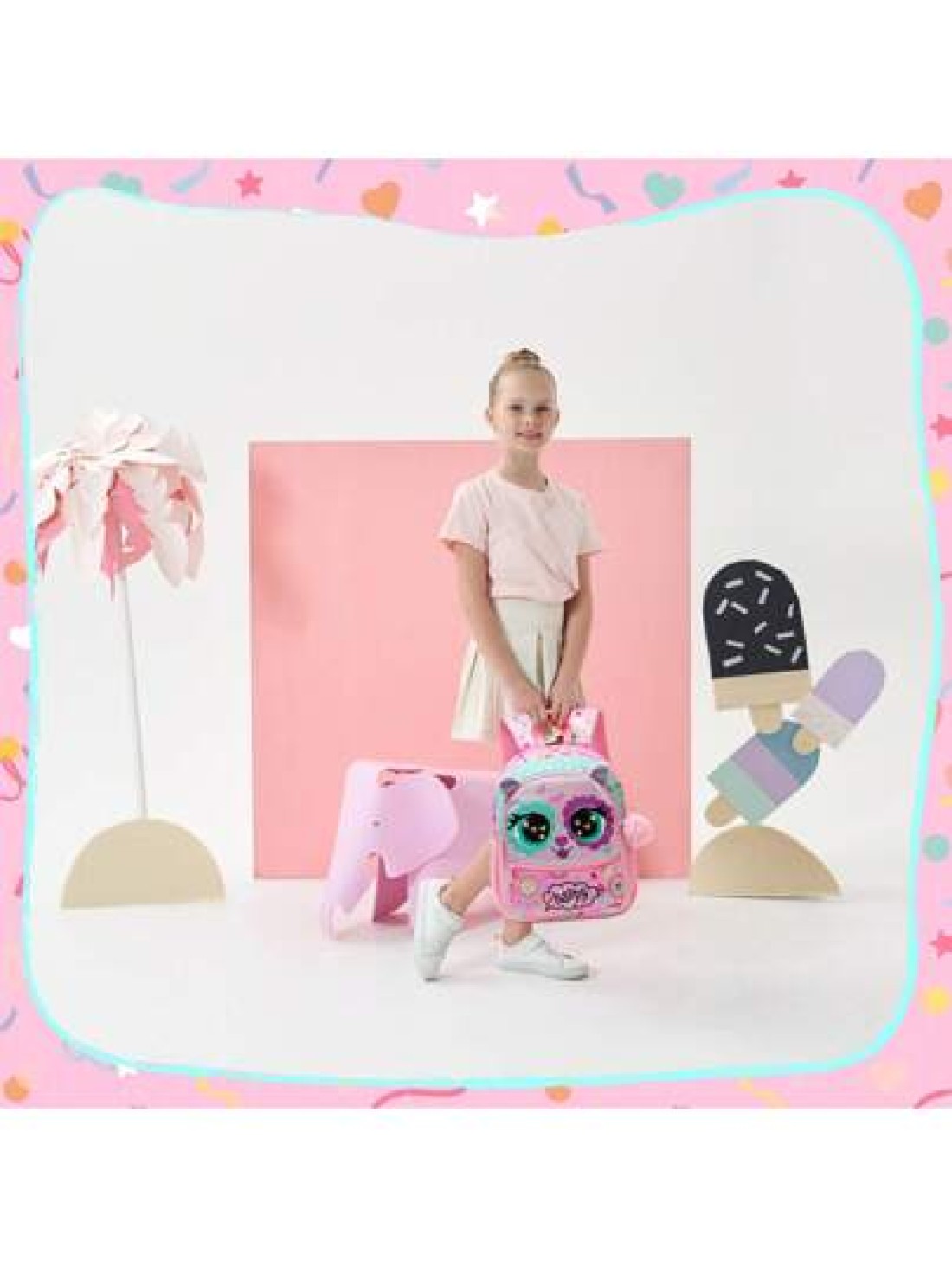 1pc Cute 13 Inch Animal Backpack Kindergarten Outdoor Sports Little Girl With Small Pendant