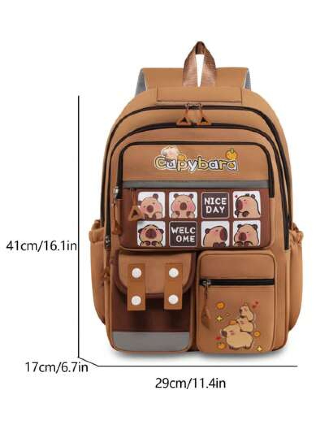 1 Cute Giant Kapibara Pattern Contrast Color Backpack Suitable For Teenagers Large Capacity Lively Student Bag With Multiple Pockets Fashion School Bag Handbag Personalized Lightweight School Backpack