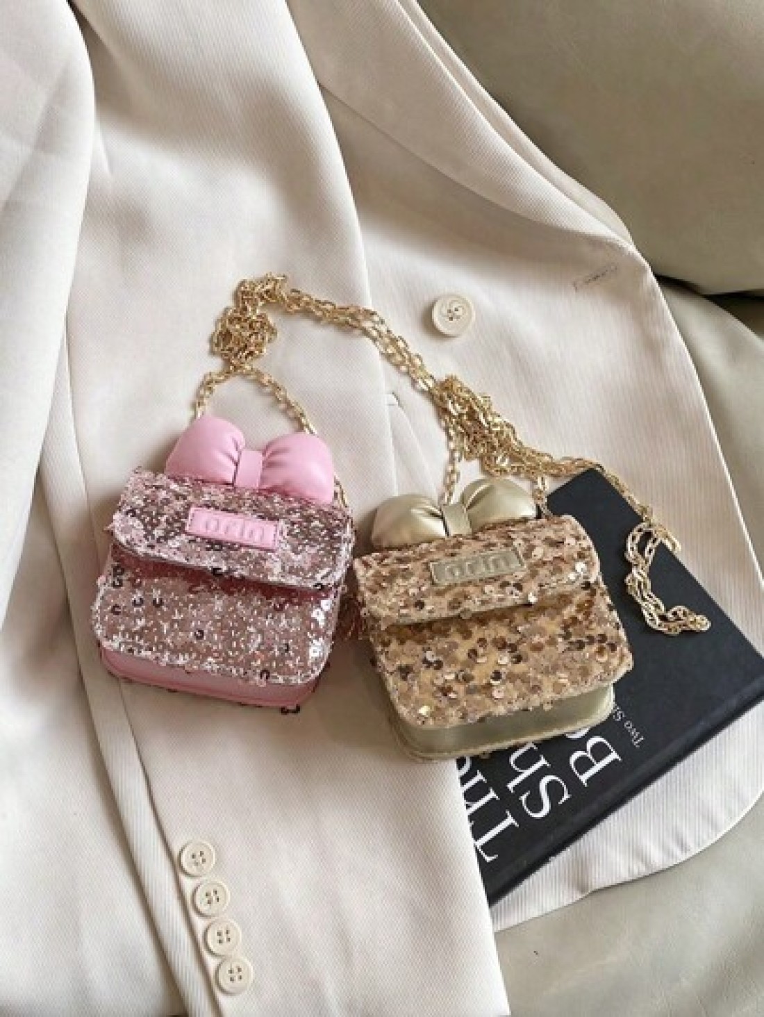 Cute Bowknot Glittering Chain Crossbody Bag Mini Shoulder Bag Casual Outing New Summer