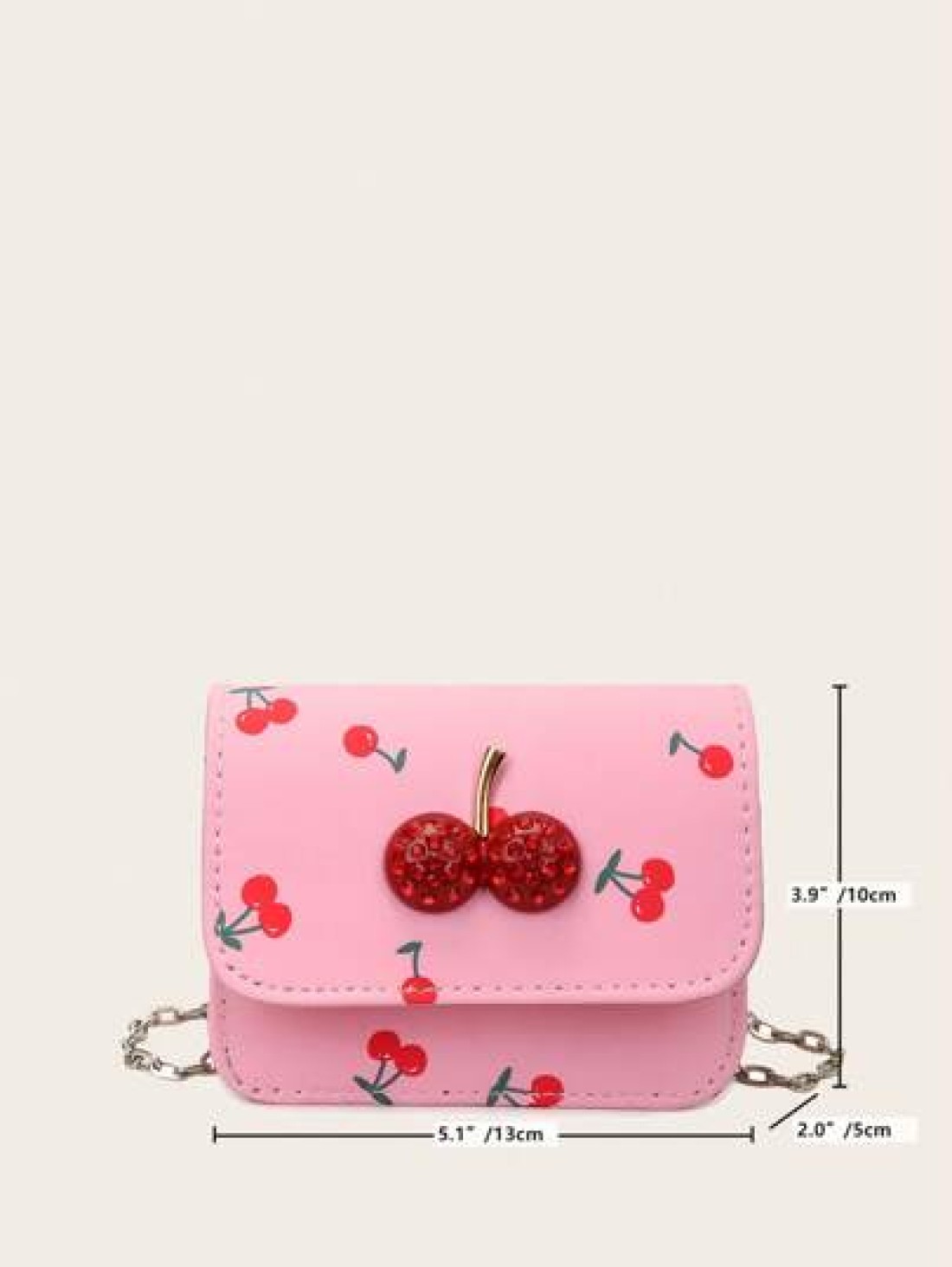 Fresh Cherry Print Mini Small Bag Foreign New Summer Cute Sweet Mini Lipstick Bag Chain Crossbody Headphone Bag Shoulder Bag Korean Fashion Crossbody Bag