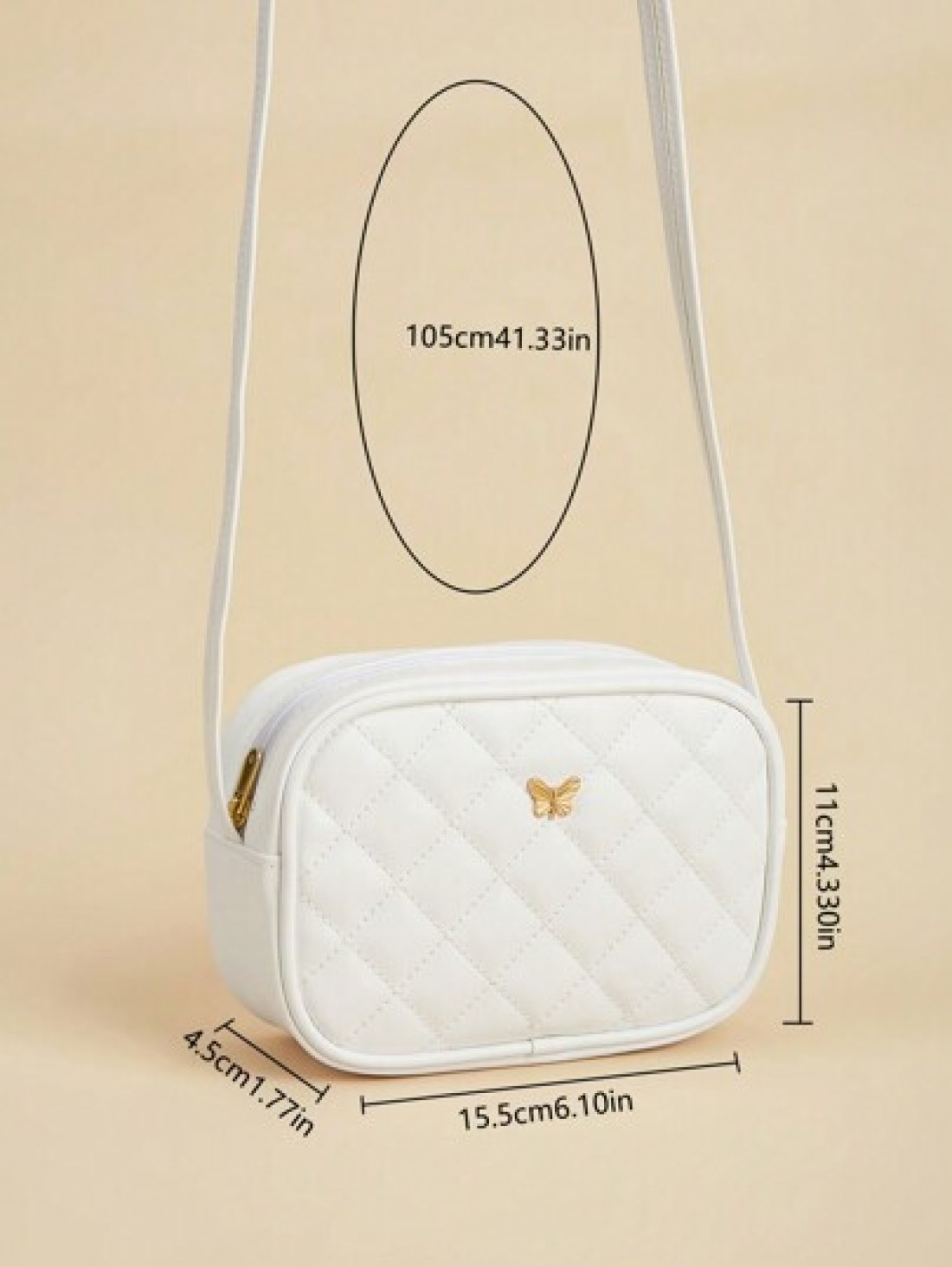 1pc Girls Metal Bowknot Diamond Grid Stitching Simple Versatile Lightweight Shoulder Crossbody Bag
