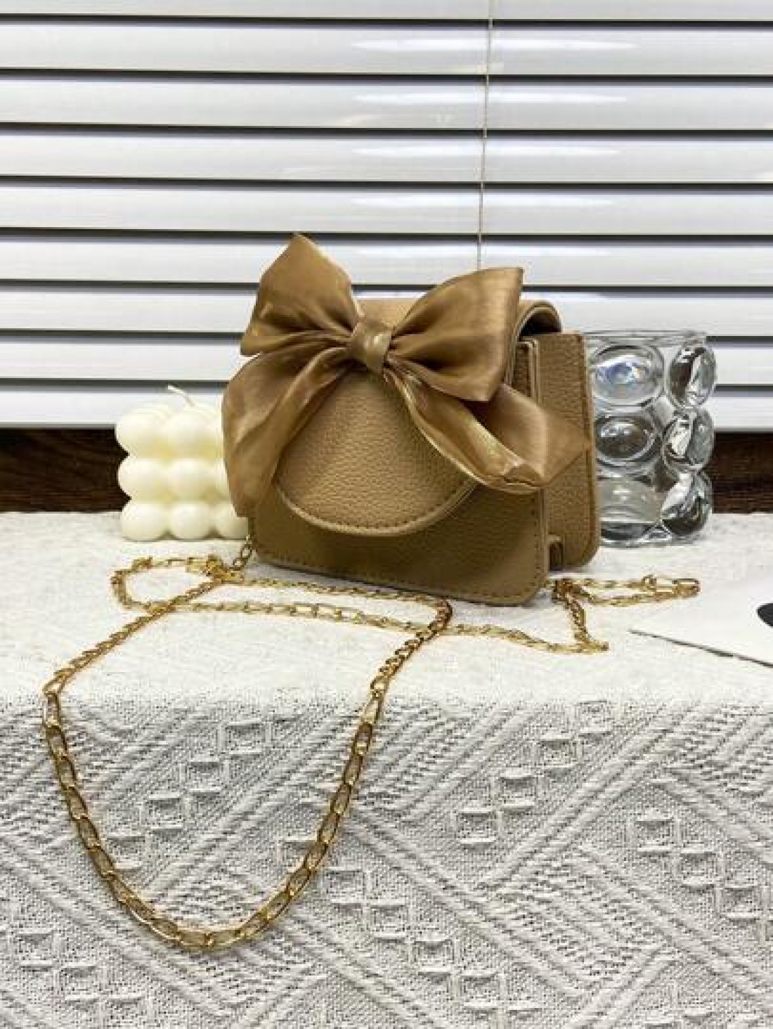 1pc Is Made Of Pu Material A High Grade Small Bag For Girls A Popular Niche Lipstick Bag A Retro Crossbody Bag A Mini Chain Small Square Bag With Lychee Pattern And Bow Which Is Sweet And Fashionable