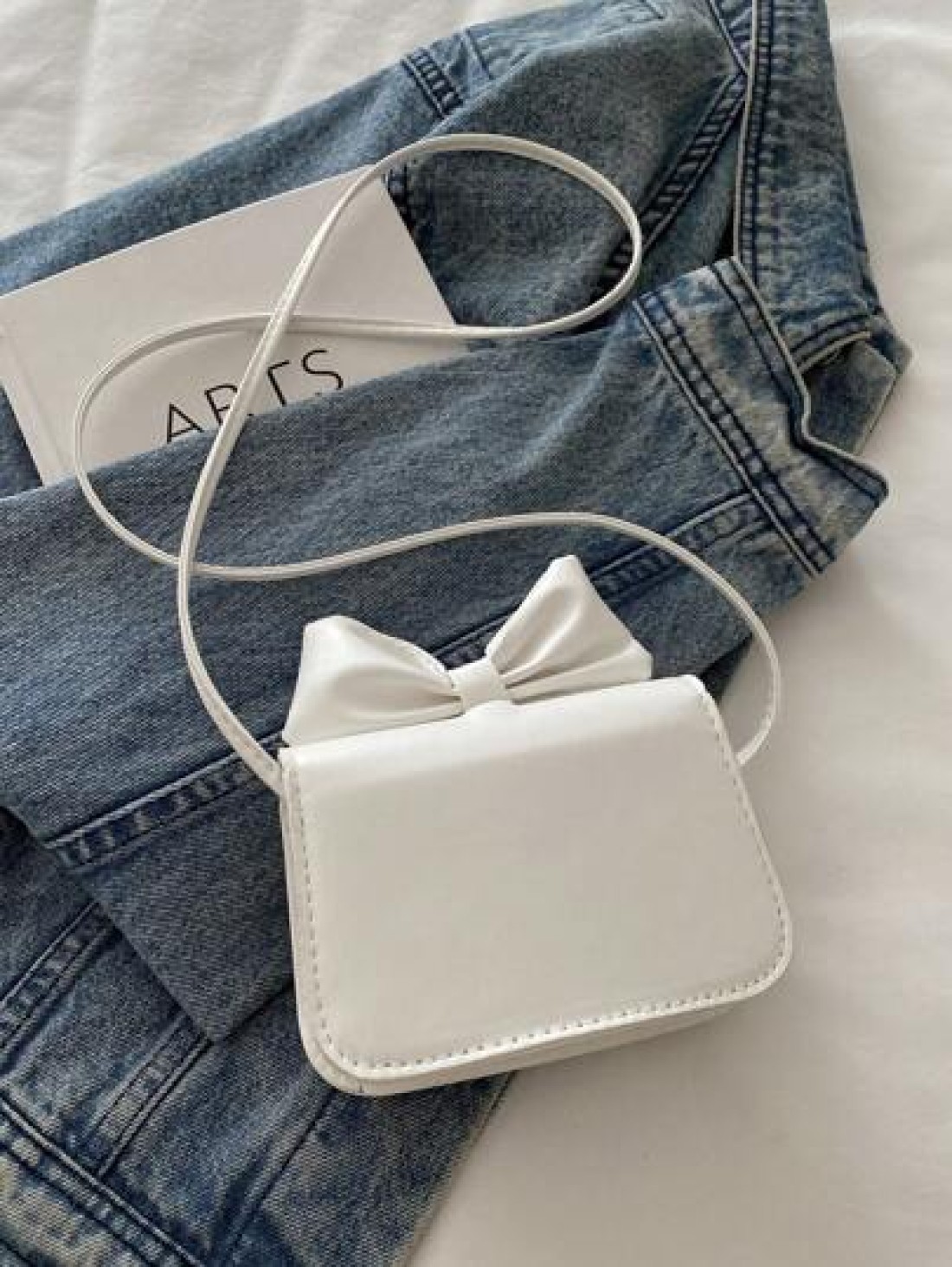 1PC Printed Polka Dot Three Dimensional Bow Underarm Bag Messenger Shoulder Girl s New Fashion Simple Small Square Summer Versatile Commuter Bag Magnetic Design Meet Basic Storage Needs Strong Practic