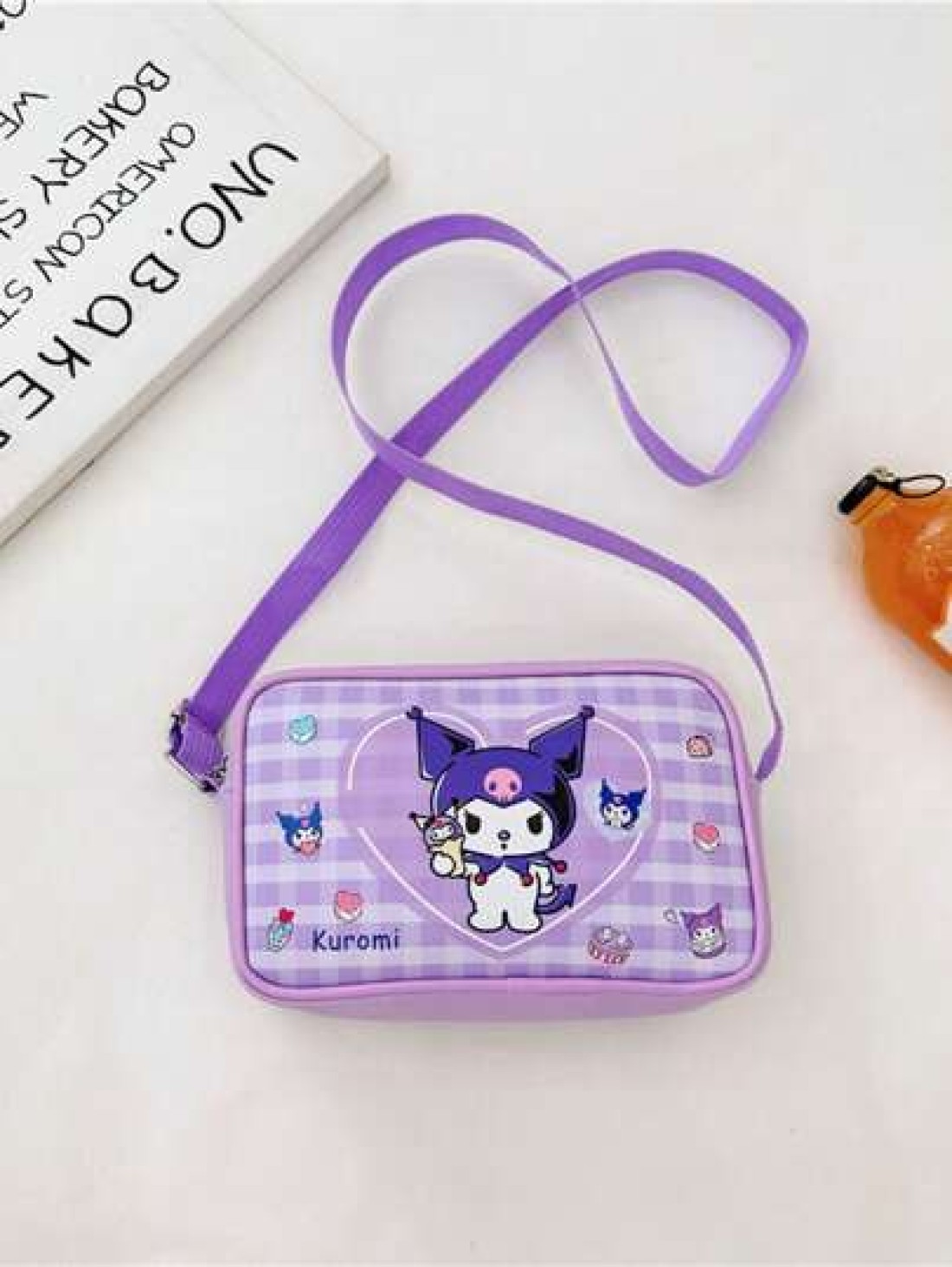 Sanrio 1pc Sanrio Fashion Versatile Girls Crossbody Shoulder Bag Kuromi Cinnamoroll Design PU Leather Kids Small Square Bag