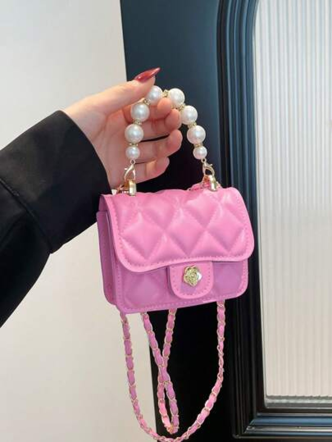 1pc Versatile Stylish Retro Crossbody Small Square Bag Mini Bag Fashion Chain Shoulder Crossbody Bag Popular New Texture Rhinestone Chain Lipstick Shoulder Crossbody Small Bag