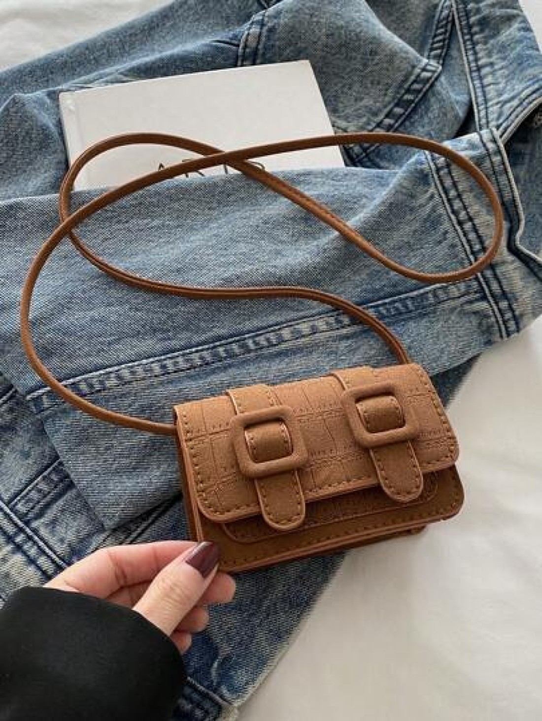 1pc Girl Frosted Indentation Mini Square Bag Fashion Cross Body Red Envelope Casual Lightweight Play Comfortable Fabric Suitable For Daily Outing Play School Commuting Use For Friends The Perfect Gift