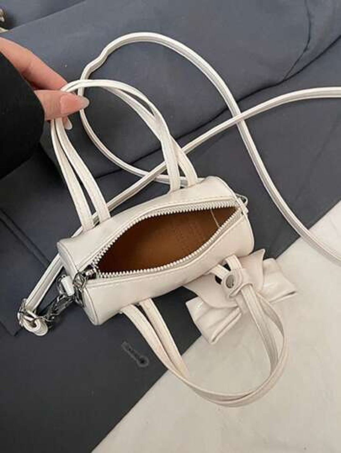 Fashion Bow Mini Handbag Solid Color Cute Small Crossbody Bag Lipstick Pouch