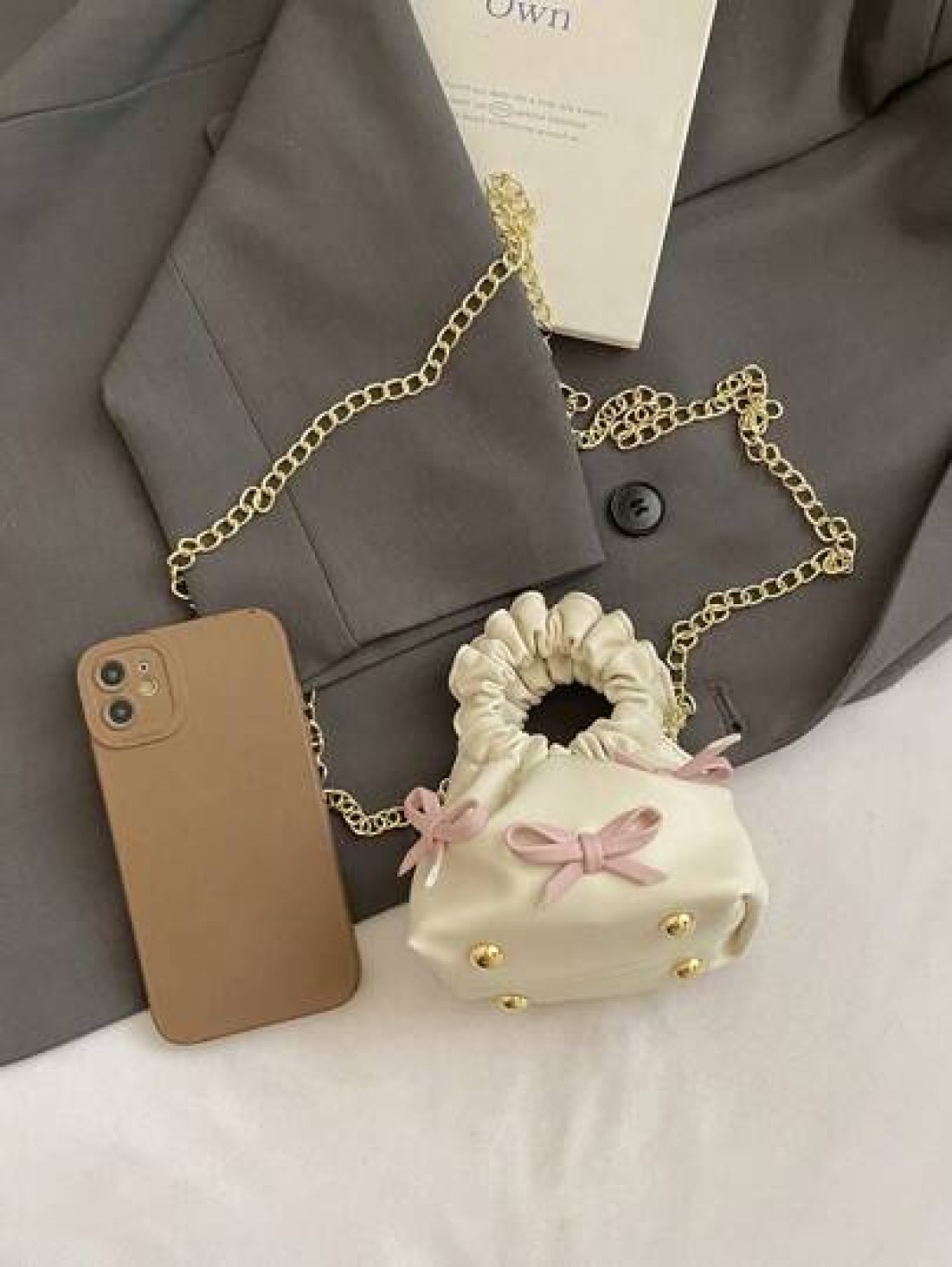New Fashion Cloud Bag Mini Princess Bow Handbag Totes Crossbody Accessory Pouch Bow Decor Evening Bag