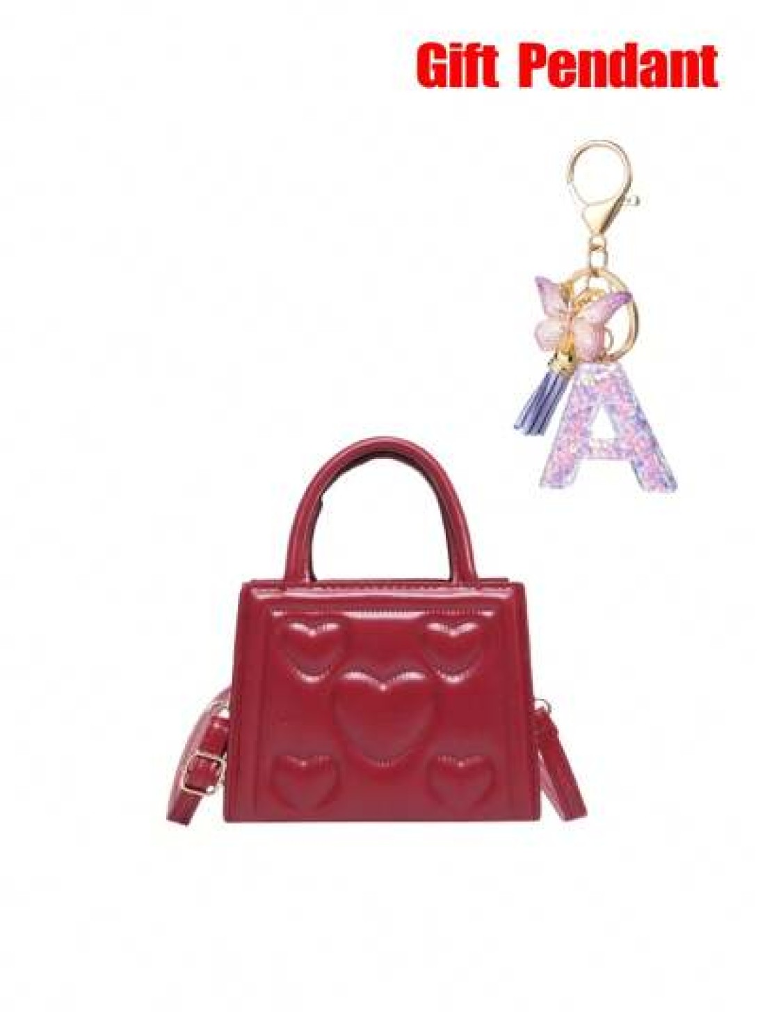 1pc Vintage Heart Quilted Handbag Casual Shoulder Crossbody Bag For Daily Use 1pc Purple Gift Pendant