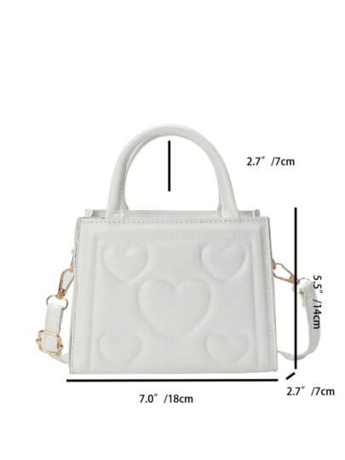 1pc Pu Zipper Opening And Closing Fashionable Small Fresh Love Indentation Handbag Korean Simple Solid Color Versatile Shoulder Messenger Bag Niche Design Comfortable Adjustable Shoulder Strap Versati