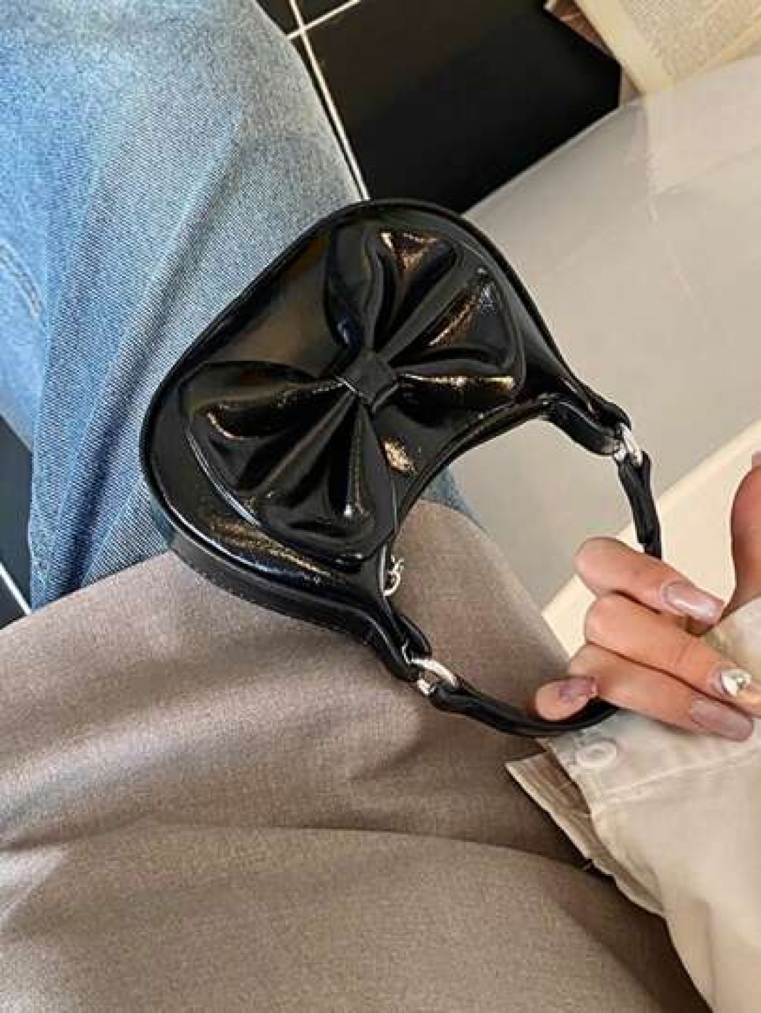New Bowknot Mini Semi Circle Handbag Fashion Crossbody Bag Bowknot Super Small Lipstick Pouch Bowknot Coin Purse