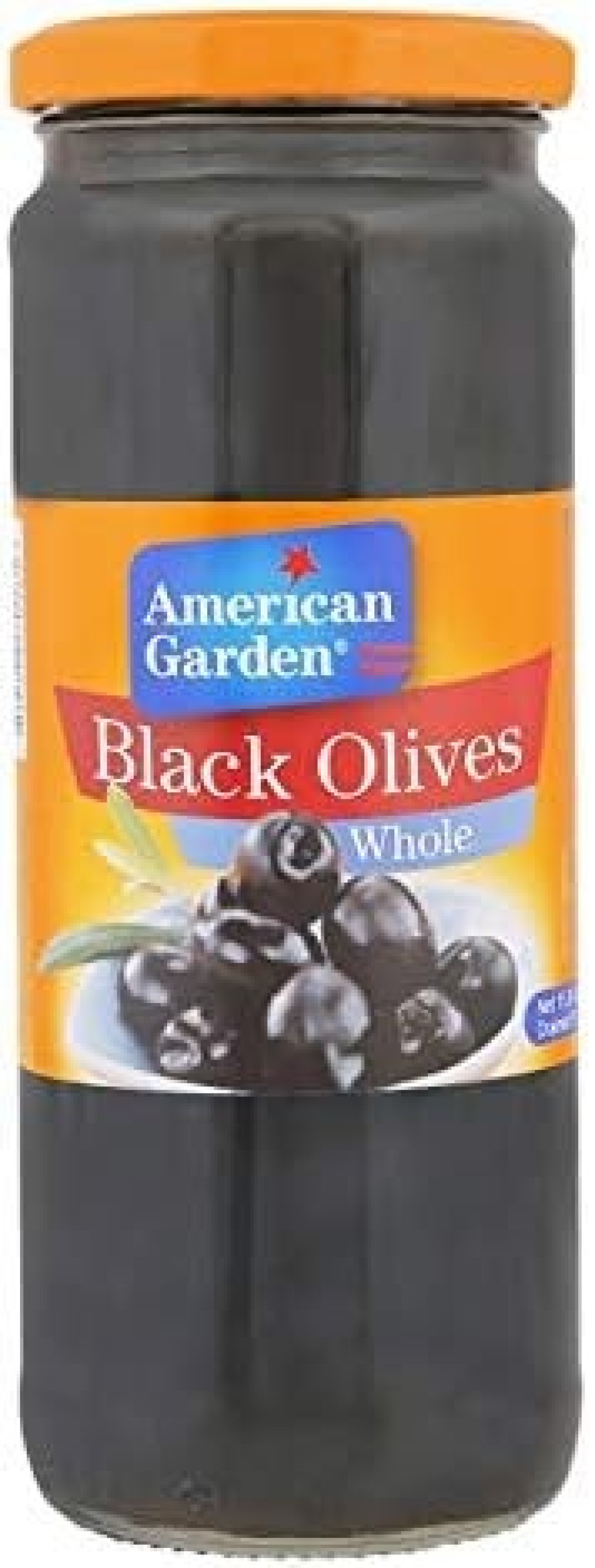 A GARDEN BLACK WHOLE OLIVES 450GM