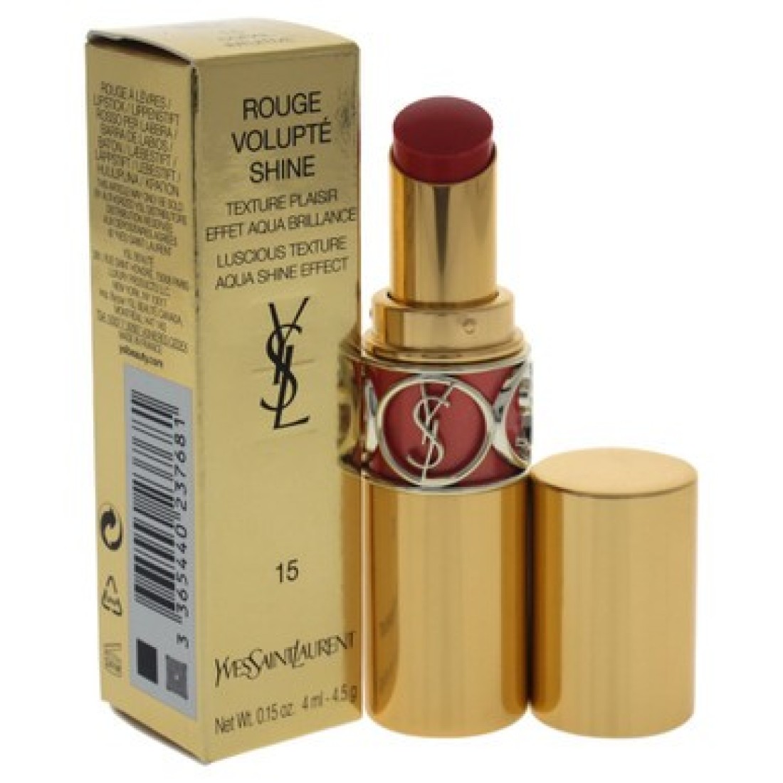 YVES SAINT LAURENT ROUGE VOLUPTE SHINE LIP 15 CORAIL INTUITIVE 4.5g