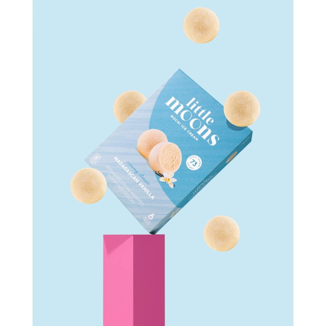 Little Moons Madagascan Vanilla Soft Mochi And Gelato Ice Cream 32g Pack of 6