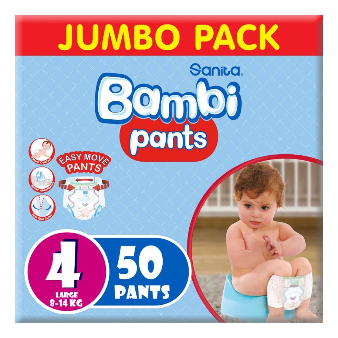 Sanita Bambi Diaper Pants Large Size 4 8-14kg 50 Pants
