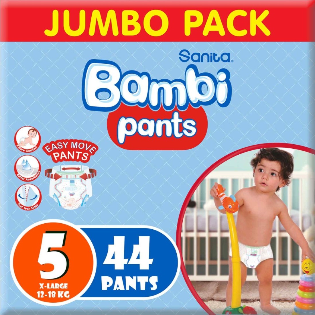 Sanita Bambi Diaper Pants Extra Large Size 5 12-18kg 44 Pants