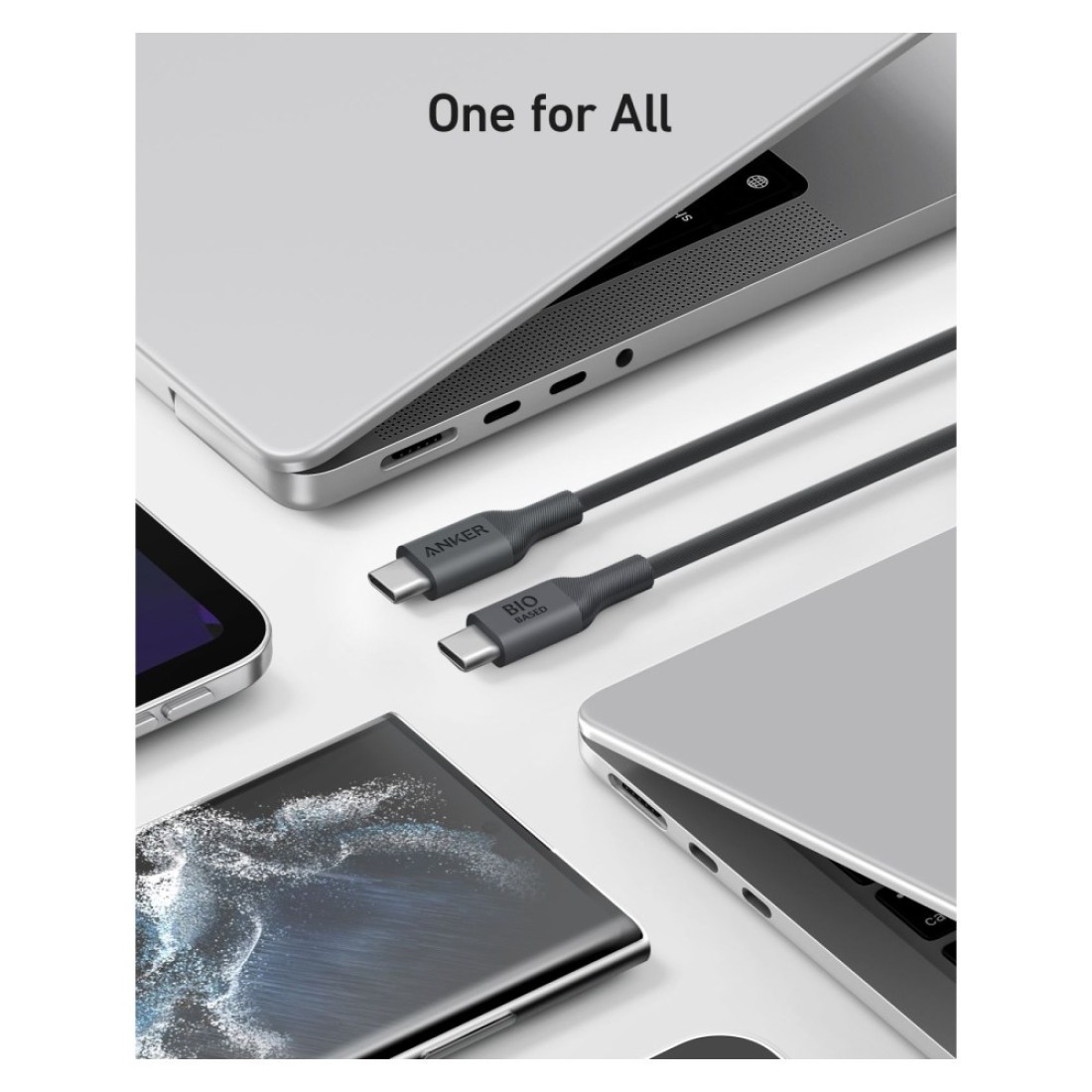 أنكر بايو-بيسد كابل USB-C إلى USB-C لمزامنة البيانات والشحن - أسود 3 قدم