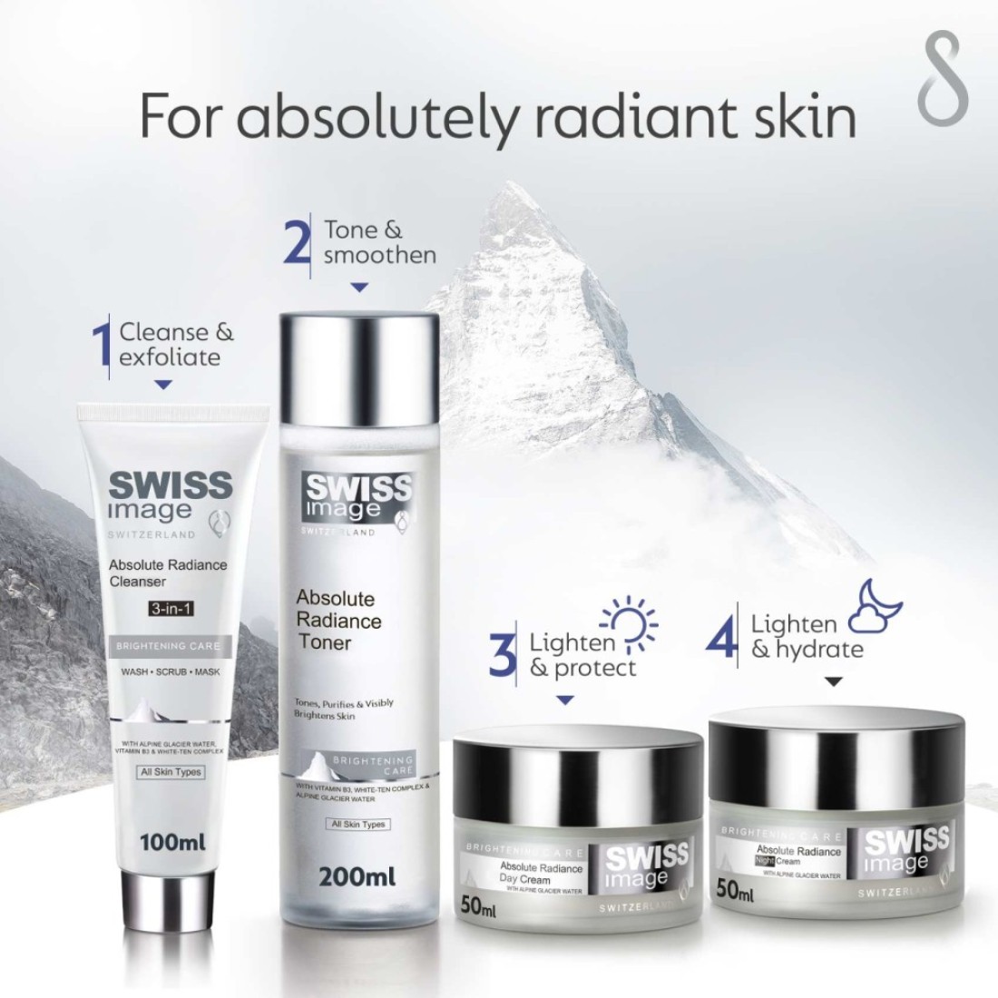 Swiss Image Absolute Radiance Whitening 3 in 1 Face WashاScrub &amp; Mask 100ml