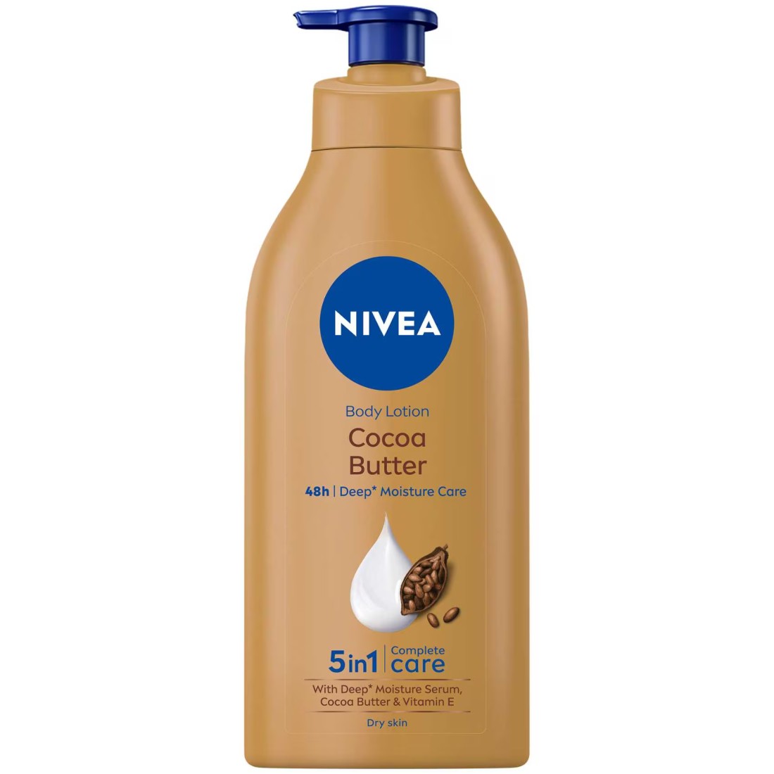 NIVEA Body Lotion, Dry Skin, Cocoa Butter, 48H Deep Moisture, 625ml