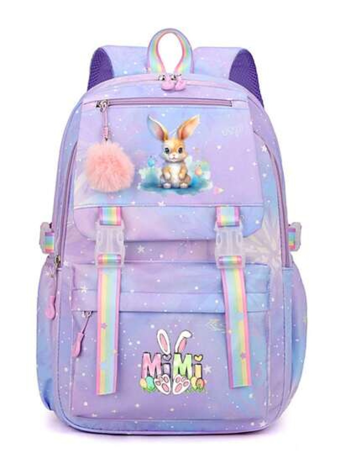 Cute Rabbit Print Lightweight Backpack With Adjustable Straps Multiple Pockets Organizer Compartments Fashionable School Bag For Rewards And Incentives Campus Backpack
