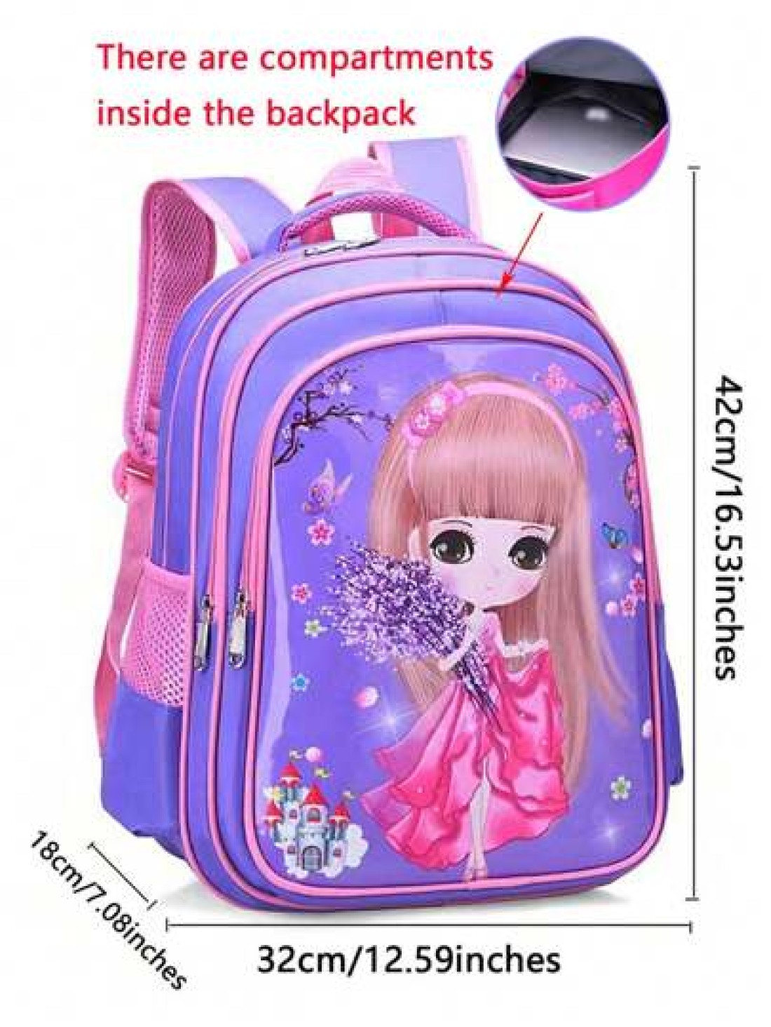 1pc Cute Easter Bunny Backpack Adorable Princess School Bag Cartoon Bookbag Large Capacity Student Backpack