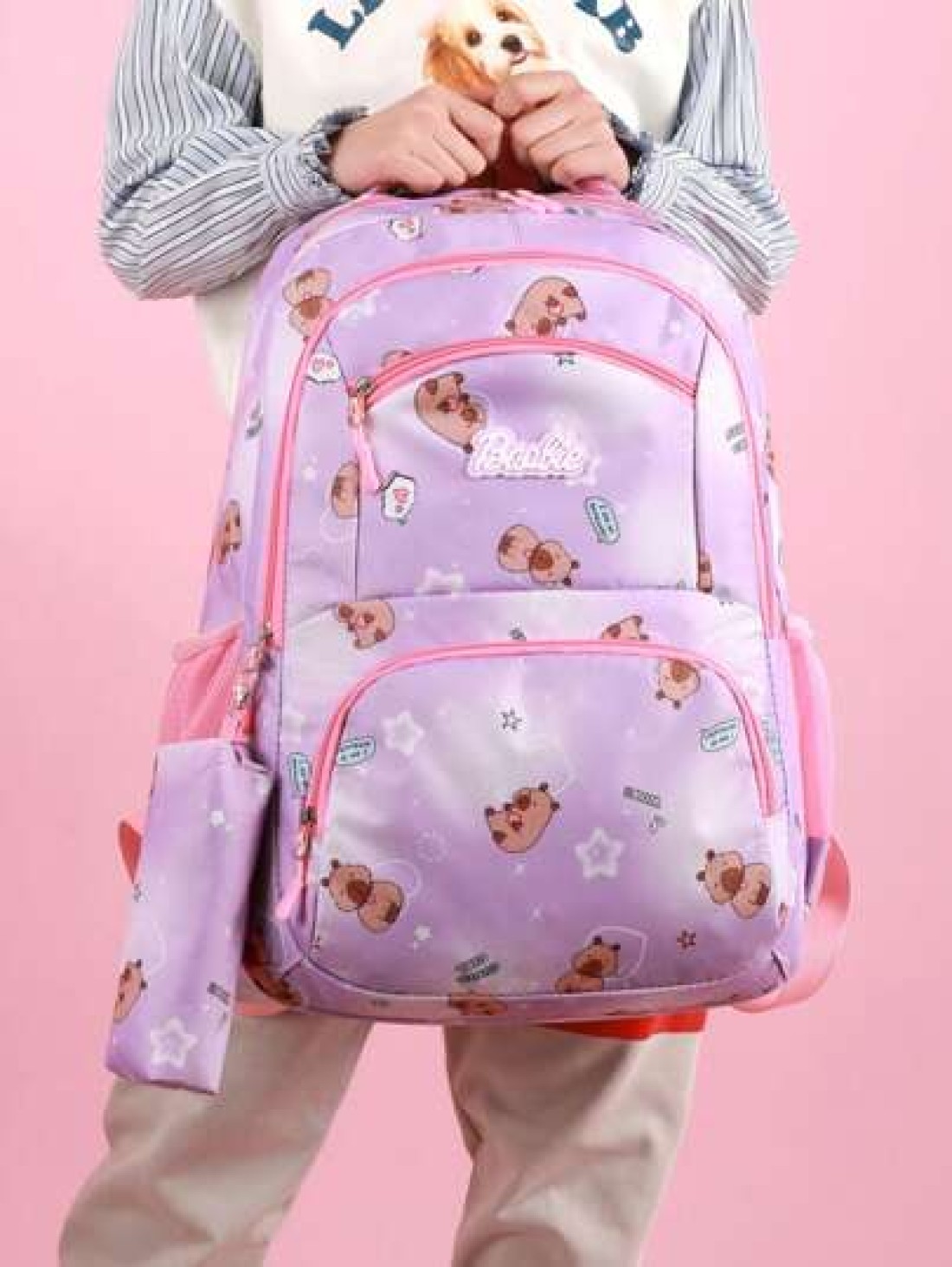 Capybara Student Backpack For Middle School And High School Girls With Camouflage Print Large Capacity Leisure Double Shoulder Bag For Primary School Students