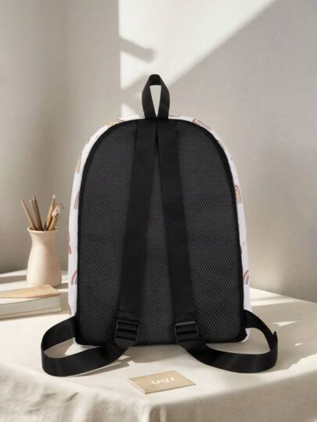 1pc Backpack With Colorful Paw Print Pattern Zipper Closure Pockets Backpack Suitable For Boys And Girls Daily Use For School And Outings