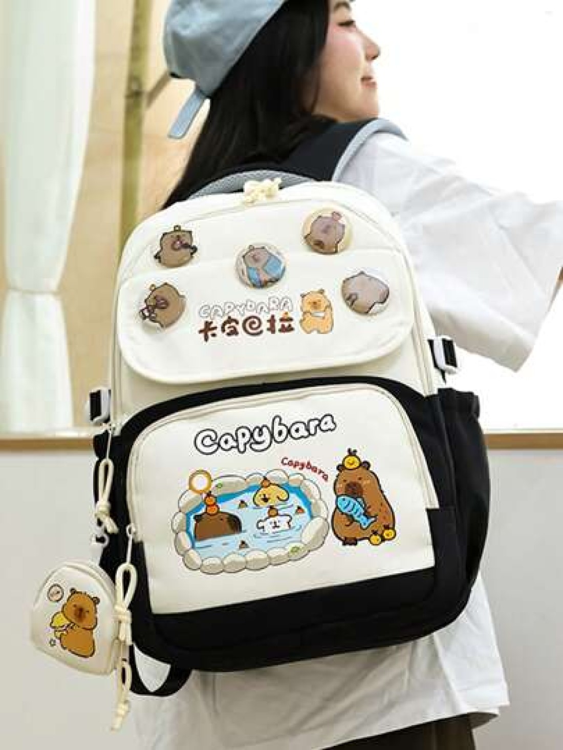Capybara Backpack For Elementary School Boys Girls Lightweight Large Capacity Backpack For Middle High School Students