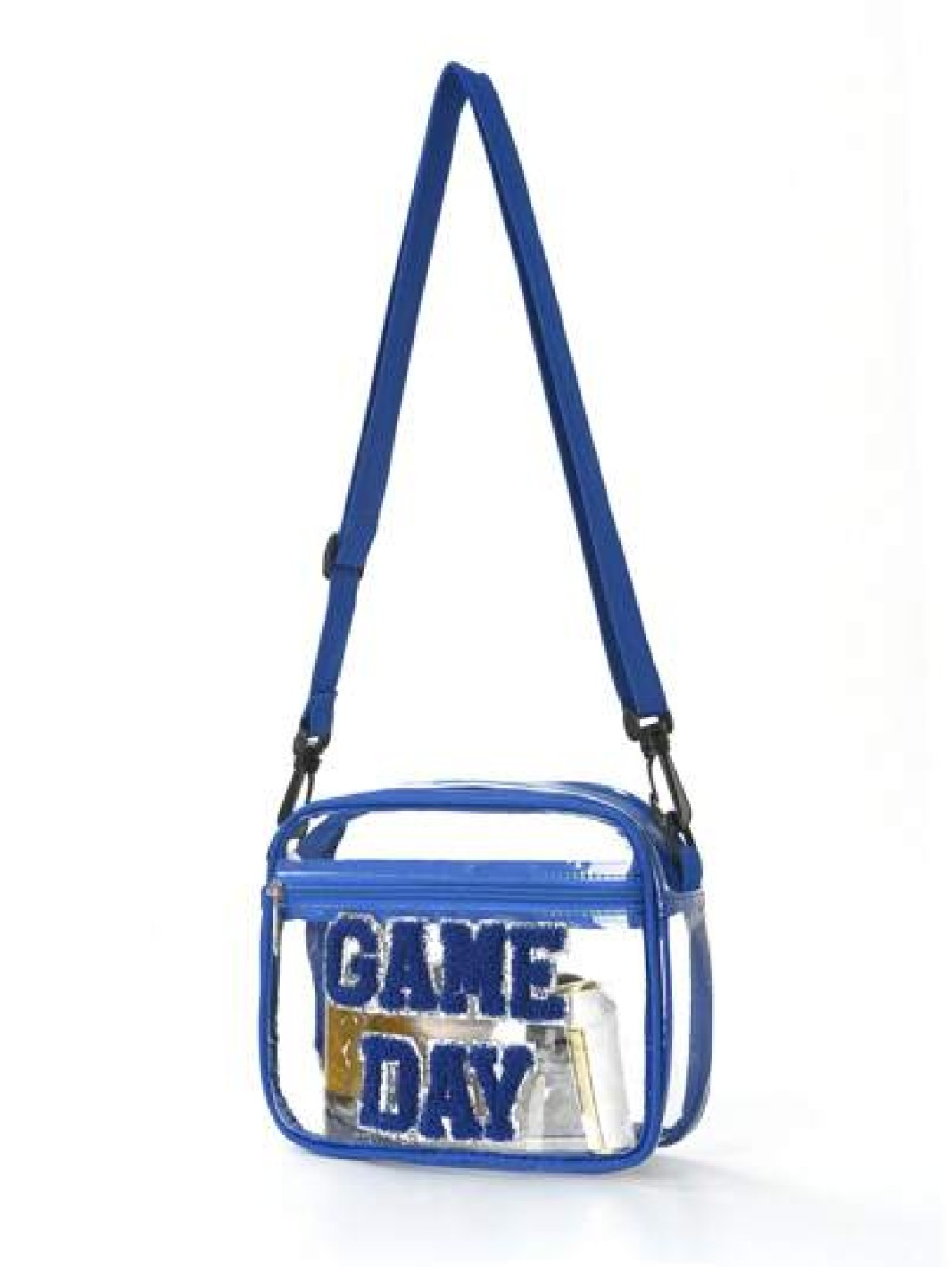 1pc Kids Cute Fashion Tpu Transparent Crossbody Bag Chenille Letters Embroidery Game Day Adjustable Shoulder Strap Zipper Closure Waterproof Simple Style Suitable For Going Out And Daily Commuting Hol