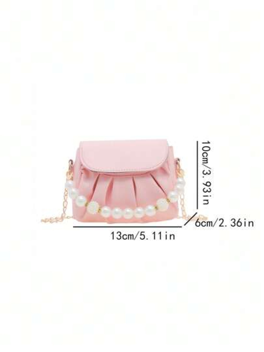 1pc Fashionable Sweet Pearl Chain Shoulder Messenger Bag Fashionable Pleated Underarm Bag Korean Version Of Hand Held Cute Girl Bag Pu Pleated Design Pearl Handbag High Grade Solid Matching Suitable F