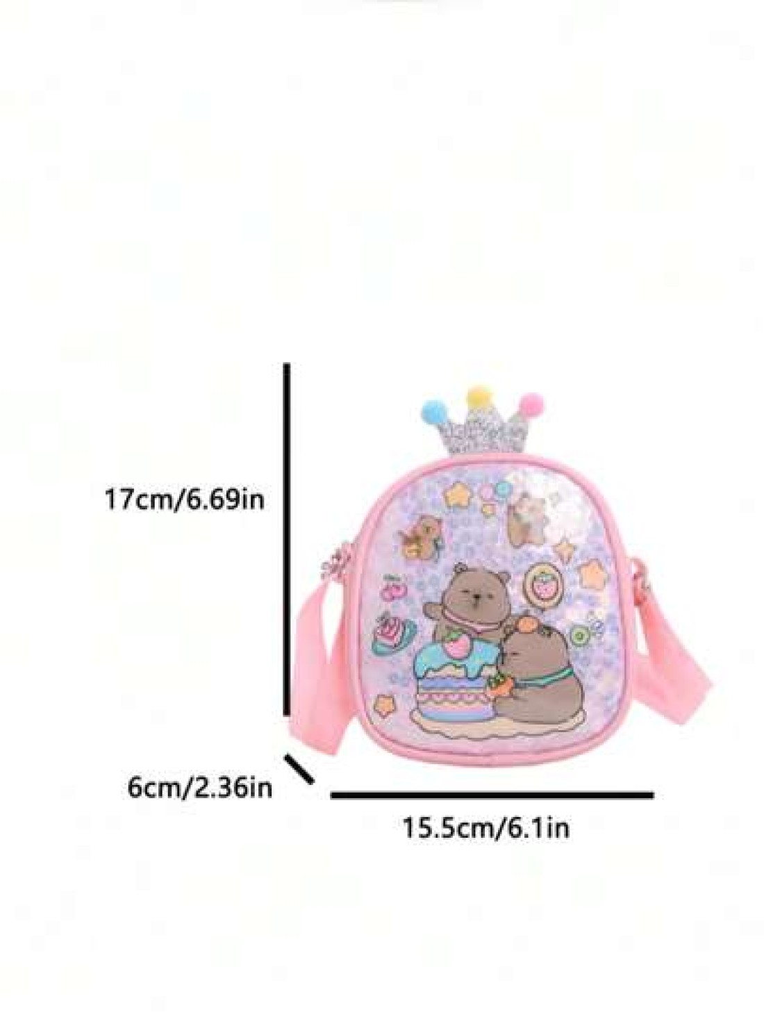 1pc Pu Zipper Closure Fashion Sweet Cute Princess Style Cartoon Capybara Shiny Square Bag Versatile Casual Highly Attractive Bag Multiple Colors To Choose From Suitable For Going Out Outdoor Daily Use