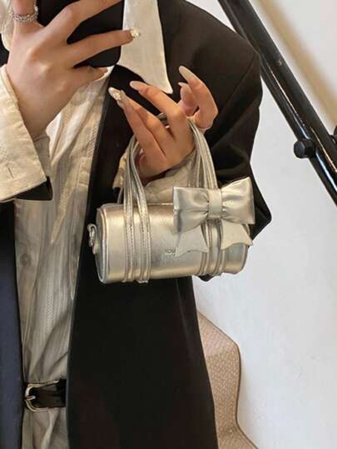 Fashion Bow Mini Handbag Solid Color Cute Small Crossbody Bag Lipstick Pouch