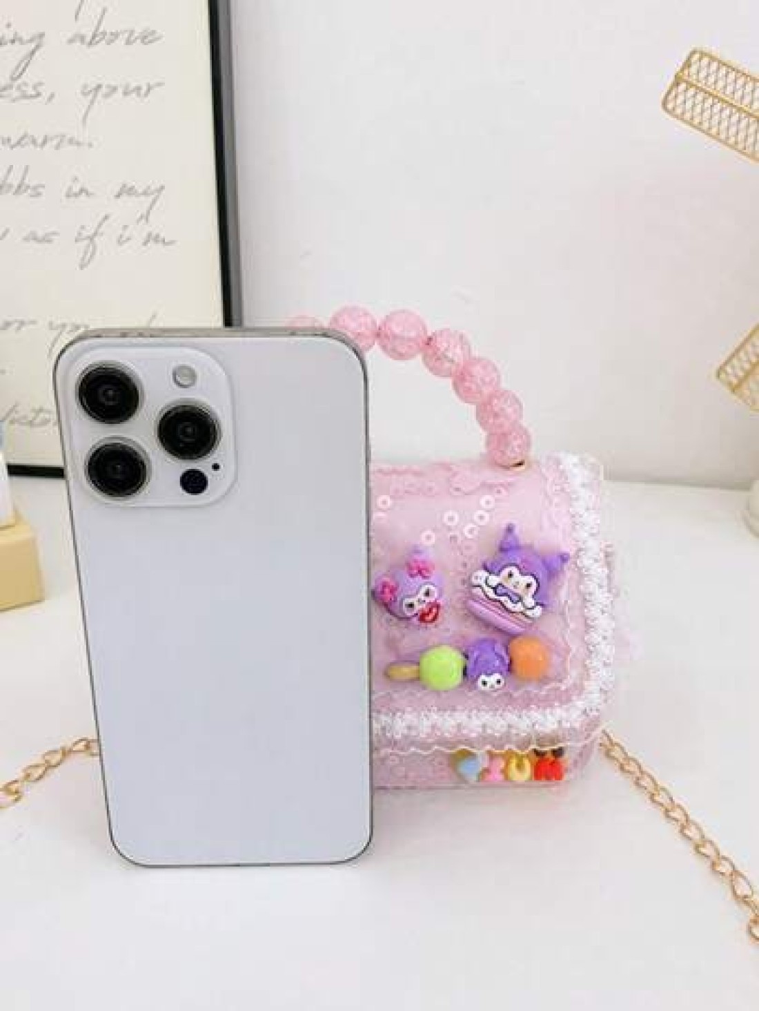 Sanrio A Kuromi Children s Bag A Multi Color Bead Handbag A Cartoon And Cute Accessory Bag A Mini And Small Handbag Bag A Daily Travel Clothing Matching Bag A Closed Shoulder Bag