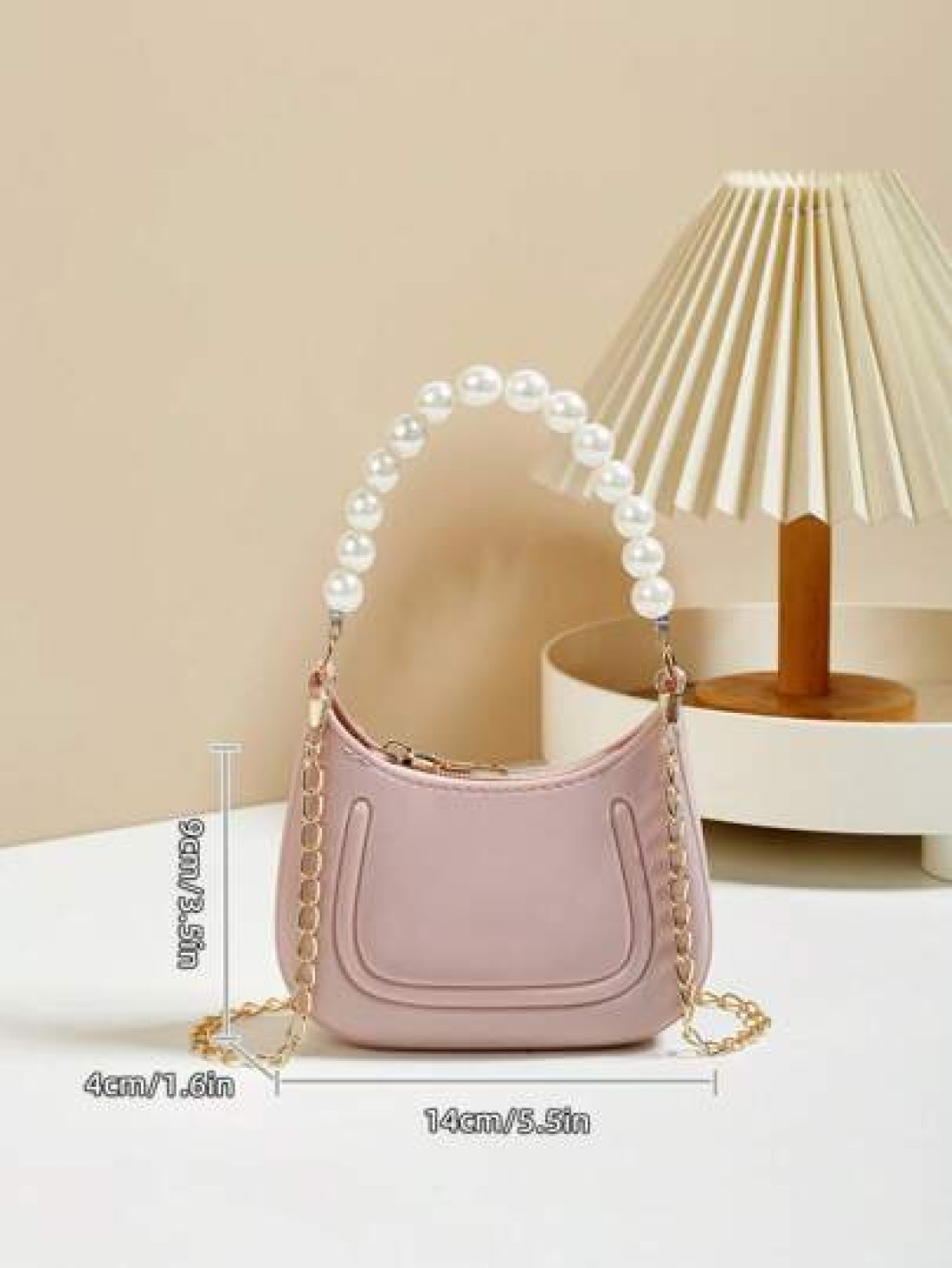 Mini Underarm Bag For Toddler Girls Pearl Decor Zipper Closure Handbag Lovely Gift Bag For Girls