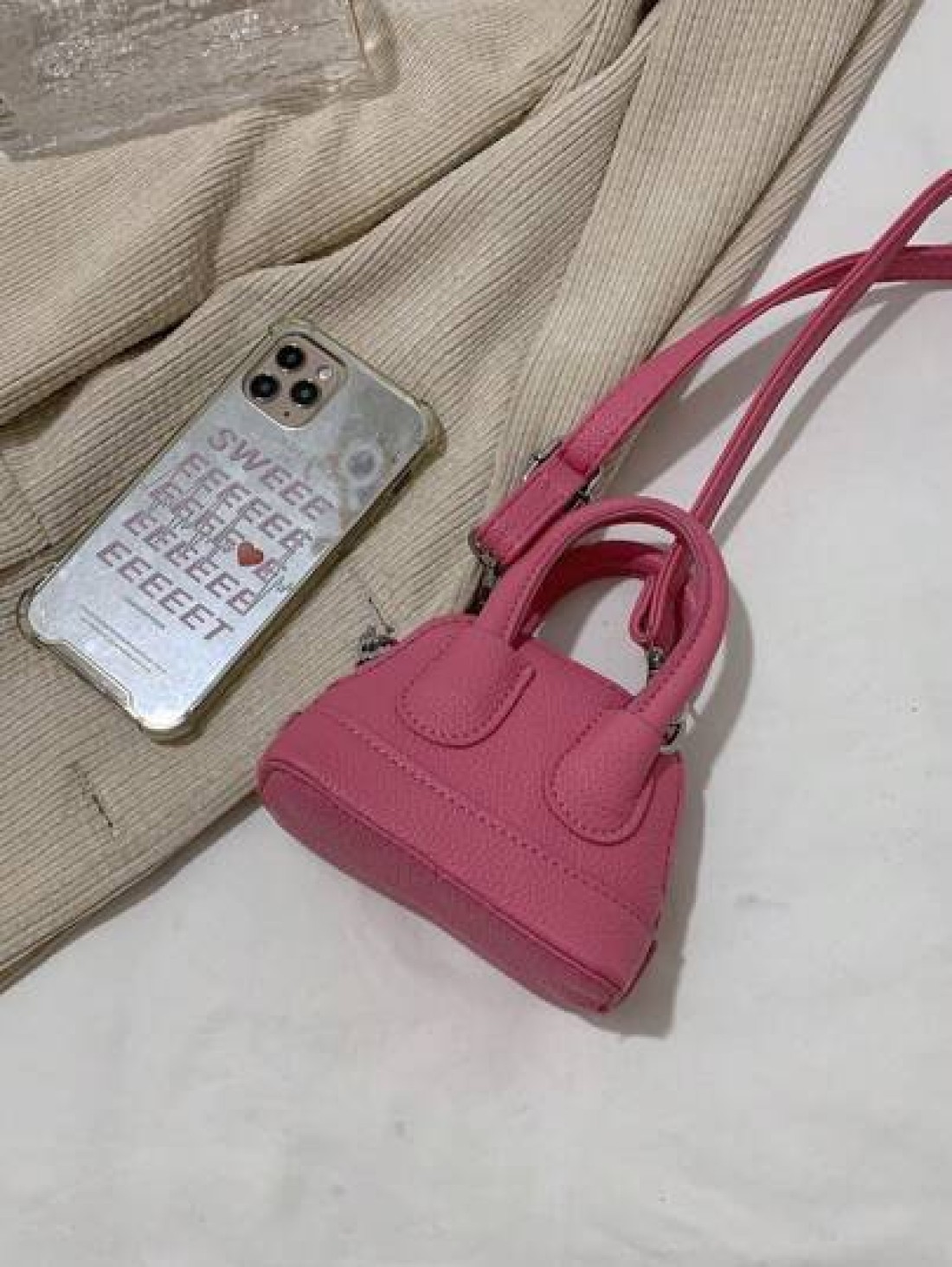 1pc Litchi Pattern Small Shell Children s Candy Color Mini Crossbody Lipstick Bag Crossbody Coin Purse Comfortable Fabric Light And Compact The Internal Space Is Very Open Suitable For Daily Use