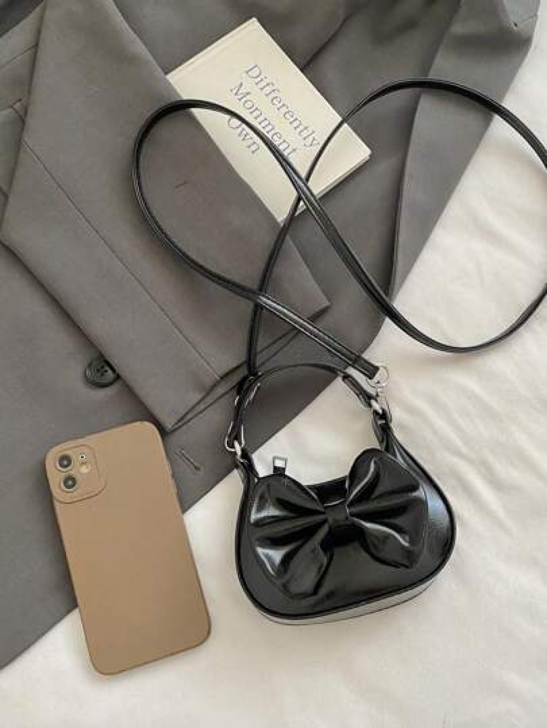New Bowknot Mini Semi Circle Handbag Fashion Crossbody Bag Bowknot Super Small Lipstick Pouch Bowknot Coin Purse