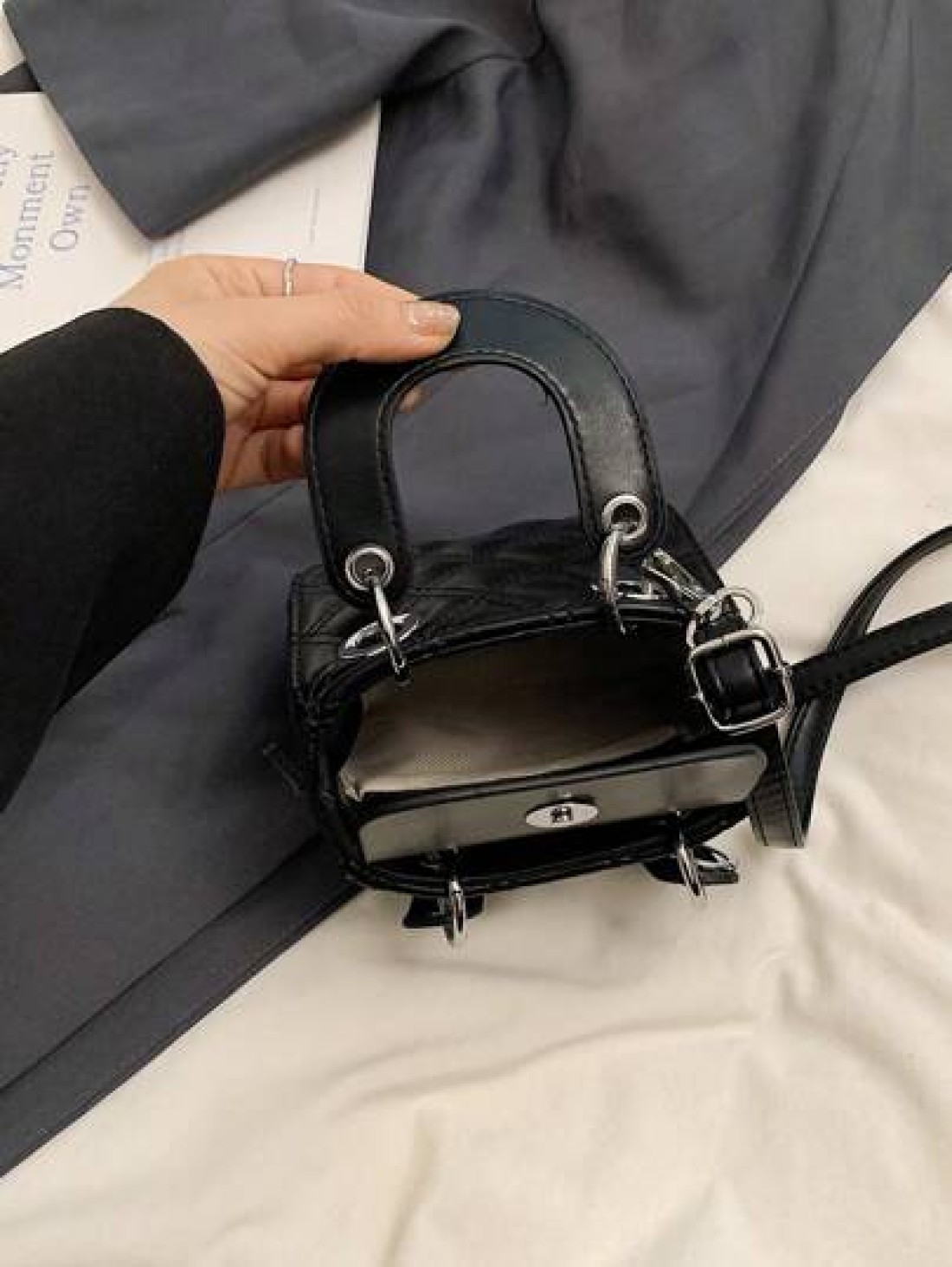 New Embroidered Strap European Style Pendant Handbag Crossbody Bag Mini Square Purse