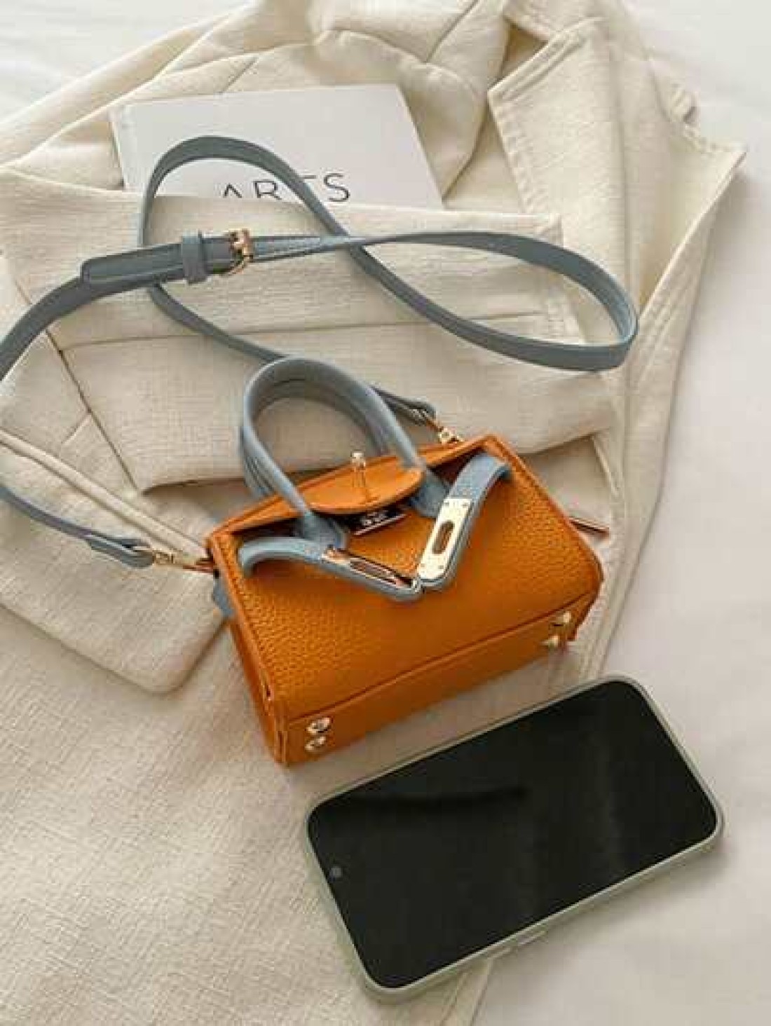 1 Pc New Model Girl s Fashion Retro Color Matching Handbag Pu Material Twist Lock Closure Crossbody Bag Simple And Elegant Casual And Versatile A Must Have For Daily Travel