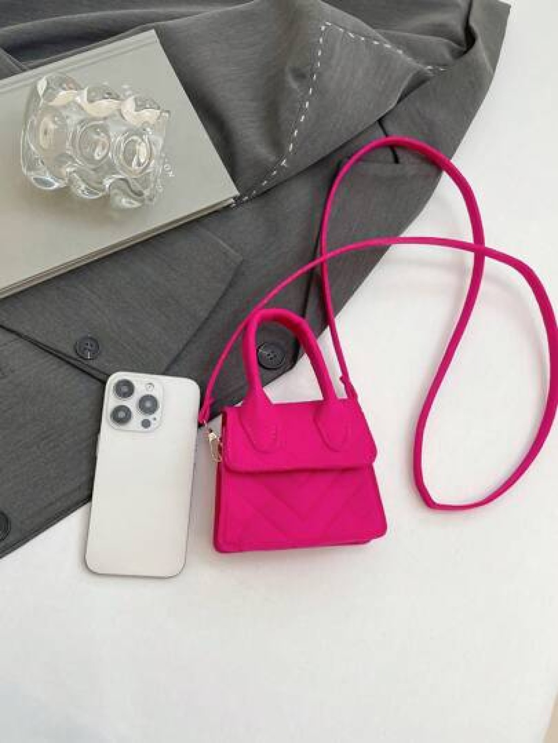 1 Piece Of Magnet Closure Fashionable Diamond Grid Mini Candy Color Handbag Niche Design Highly Attractive Versatile Adjustable Shoulder Strap Shoulder Messenger Bag Suitable For Teenagers To Travel S