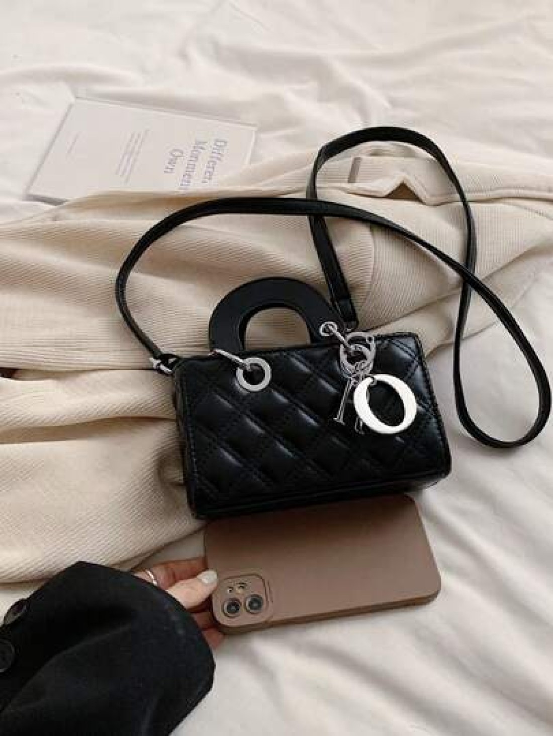 New European And American Style Embroidered Strap Charm Handbag Shoulder Bag Phone Crossbody Purse