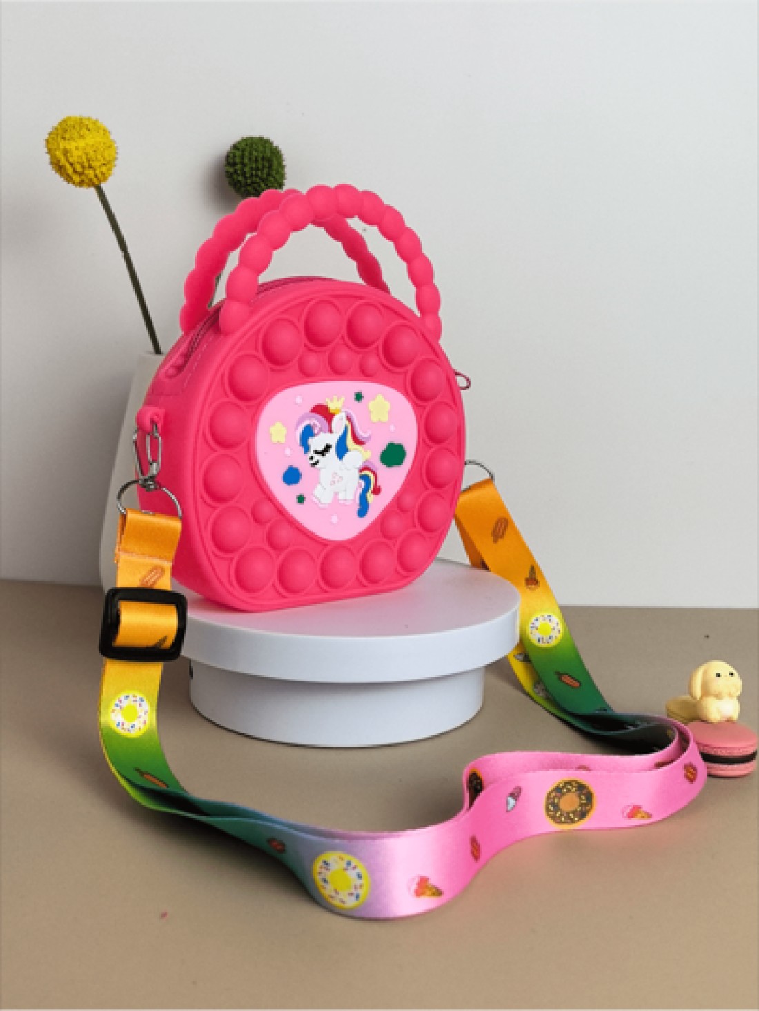 Heart Shaped Handbag Silicone Crossbody Bag Unicorn Wallet Stress Relief Waterproof Durable Storage Pouch Glossy Chain Link Stylish Eye Catching Crossbody Bag Suitable For All Daily Use