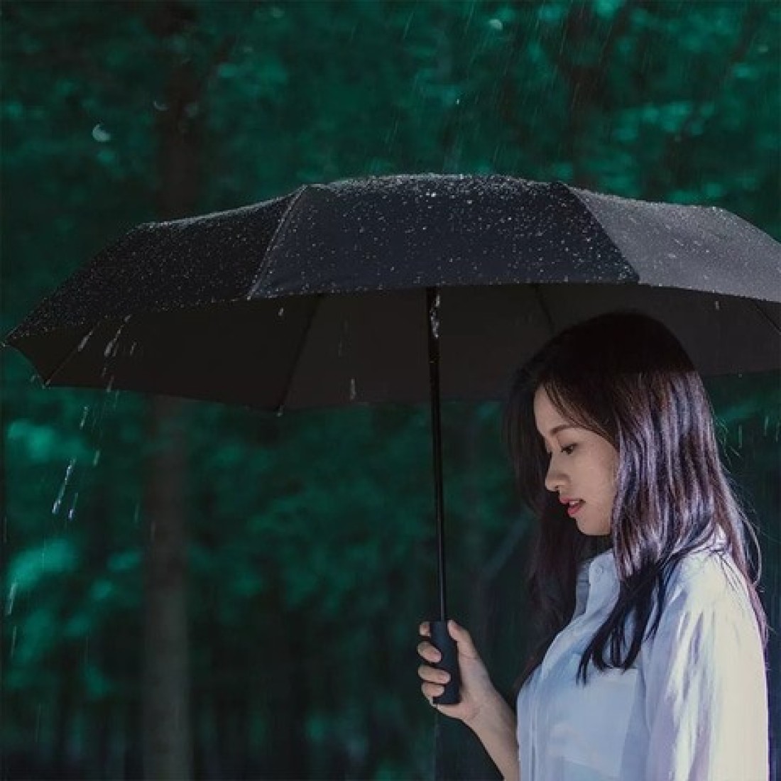 Xiaomi Mi Mijia Automatic Rainy Umbrella Sunny Summer Aluminum Windproof Waterproof UV Parasol Umbrella Man Woman - Black