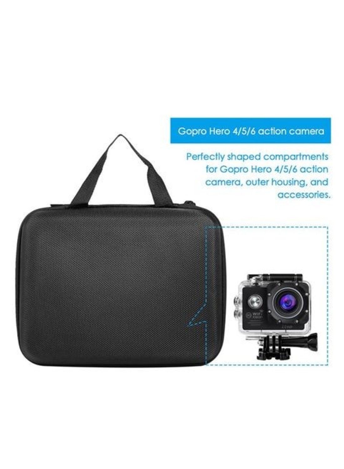 Generic - Portable Camera Carry Case Storage Travel Hard Bag Box For Gopro Hero 4/5/6 Black