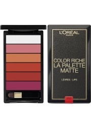 LOREAL PARIS COLOR RICHE LA PALETTE MATTE LAVRES LIP 6 SHADES