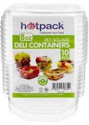 Hotpack | Deli Container Square With Lid 8Oz - Pet| 10 Pieces