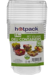 Hotpack | Deli Container Square With Lid 24Oz - Pet| 10 Pieces