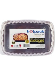 Hotpack | Red & Black Base Container 1000 Ml With Lids | 5 Pieces