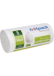 Hotpack Dustbin Liners White Roll  45X55 Cm -50 Pcs-10Gallon