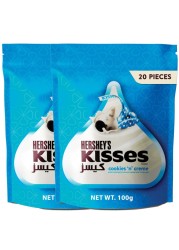 Hershey&#39;s Kisses Cookies And Cr&egrave;me White Chocolate Coating with Cookie Bits 100g Pack of 2
