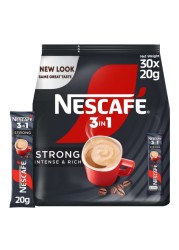 Nescafe 3-In-1 Strong Intense and Rich Instant Coffee Mix, 20g Pack of 30